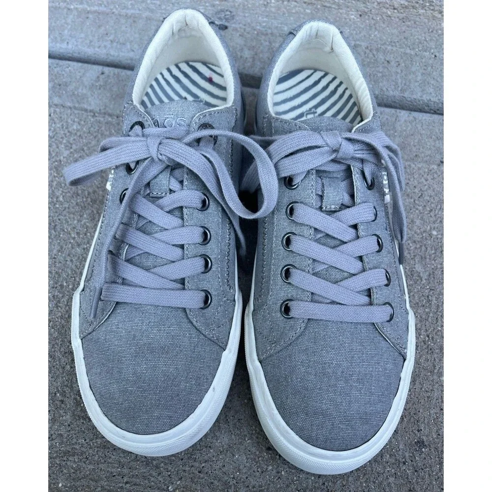 Taos Plim Soul Women's 7.5 Gray Canvas Lace-Up Sneakers - Picture 3 of 13